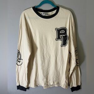 Playboy Men's Large Beige Long Sleeve Shirt